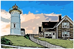 Nobska Lighthouse at Sunset - Digital Painting